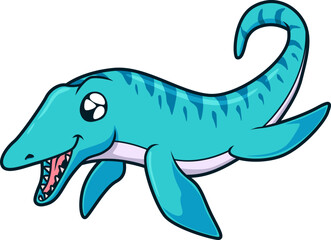 Der Mosasaurus taucht mit breitem Grinsen und kräftigen Flossen durch die Urzeitmeere.
