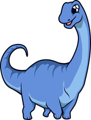 Der Apatosaurus wirkt gemütlich und trägt ein zufriedenes Lächeln.
