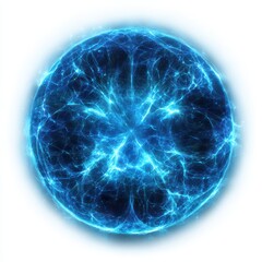 Obraz premium Glowing blue energy sphere illustration on white background