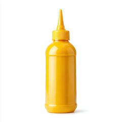 Mustard bottle with nozzle cap isolated on white background