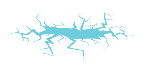 Ice crack icon. Hole in glacier, broken iceberg, glass damage symbol top view, cracked egg effect