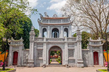 Naklejka premium The Main Gate Van Mieu Mon at the Temple of Literature in Hanoi, Vietnam.