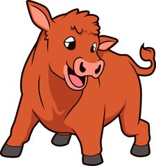 Rotes Angus-Rind mit offenem Maul – kräftig und charmant im lustigen Comic-Look.
