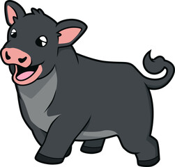 Süßes, kleines Angus-Rind im Chibi-Stil – perfekt für kindgerechte Bauernhof-Motive.
