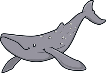 Obraz premium Grauer Wal mit Punkten – sympathischer Meeresbewohner für kindgerechte Designs. 