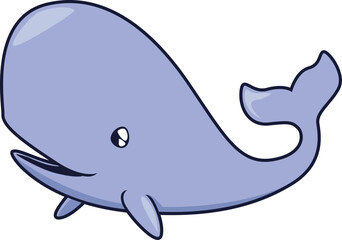 Lächelnder Pottwal im Comic-Stil – freundlicher Riese der Meere für Kinder und kreative Designs.
