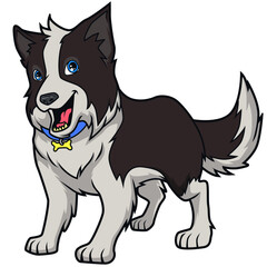 Fröhlicher Border Collie mit lebendigem Blick und buschigem Schwanz.
