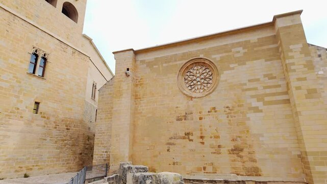 Medieval complex with church and castle in the monumental area of Valderrobres, Teruel.