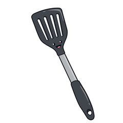Wender/Spatel mit Gesicht – lustiges Küchenutensil für verspielte Kochdesigns und Cartoon-Stile.
