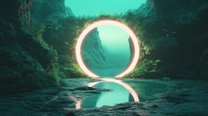 A glowing mirror reflecting an alternate universe --ar 16:9 --v 6.1 Job ID: 88b01ab9-8dbb-4cfe-9b28-cd7af719b807