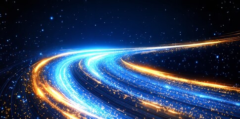 Fototapeta premium Vibrant Abstract Tech Background Featuring Gold and Blue Lines