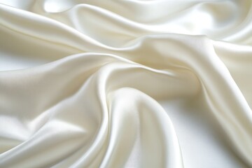 Obraz premium Creamy white satin fabric, elegantly draped, showcasing its luxurious texture and smooth folds.