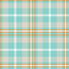 Traditional Metallic pale teal & Classic brownish orange Seamless Tartan Fabric Design