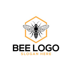 bee silhouette logo vector line art logo design