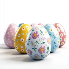 Fototapeta premium A pair of ornately decorated Easter eggs are set against a transparent backdrop