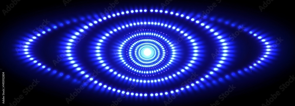 Poster the design is an abstract spiral pattern set against a dark background with light blue dots