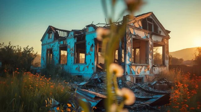 A house reduced to ruins by fire in Altadena, California, exemplifies the destruction from the Eaton Fire