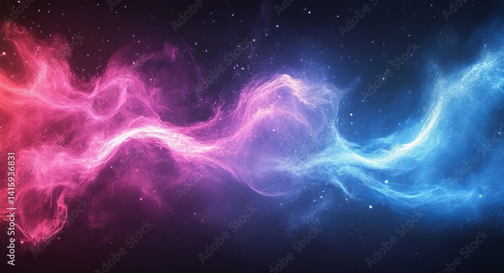 Poster radiating outward, dynamic lines of neon create an abstract display