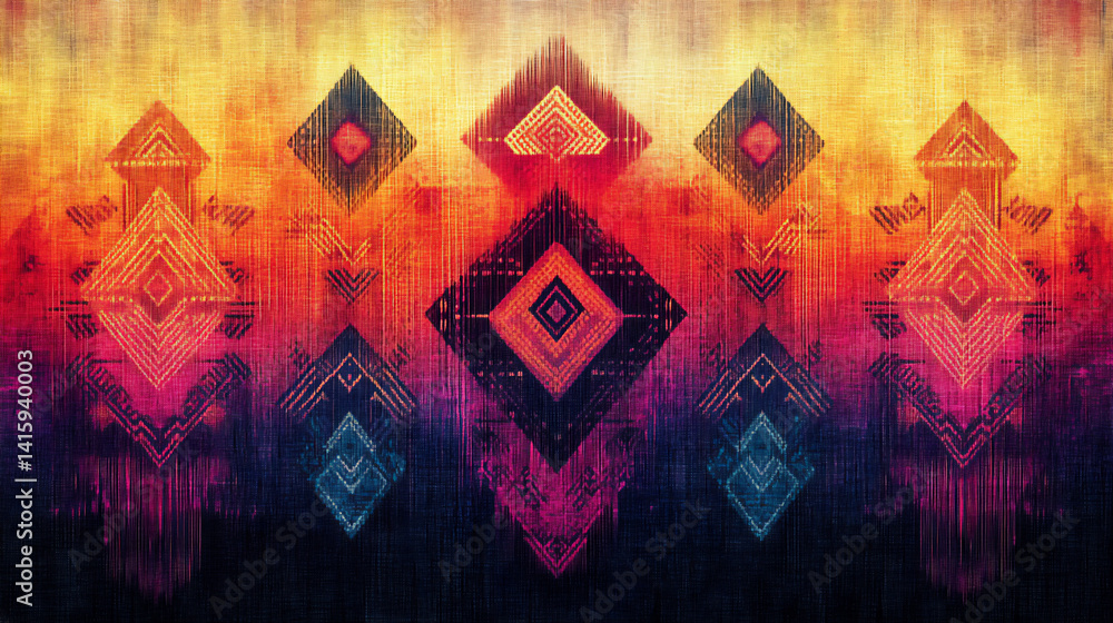 Poster gradient peruvian geometric pattern design