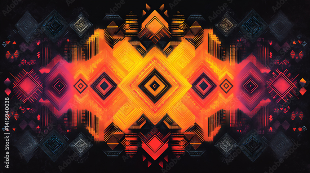 Poster gradient peruvian geometric pattern design