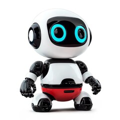  Adorable white and red robot with glowing blue eyes