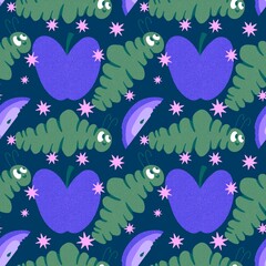 Kids seamless caterpillar cute pattern for fabrics and textiles and packaging and linens and wrapping paper