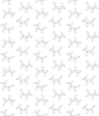 Vector seamless pattern of hand drawn sketch doodle outline air balloon dog isolated on white background
