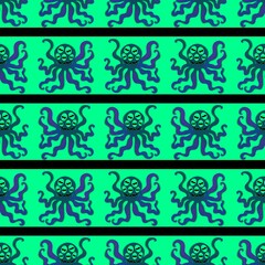 Summer ocean animals seamless cute octopus pattern for kids clothes print and wrapping paper for fabrics