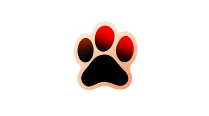 Stylized paw print displays red gradient pads outlined in orange against a solid black backdrop.