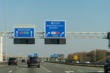 Road network infractrusture in Netherlands, driving safe on high quality asphalt on Dutch highways,...