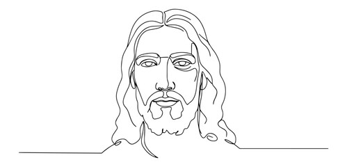 Monoline Face of Jesus Front View – Minimal Religious Vector