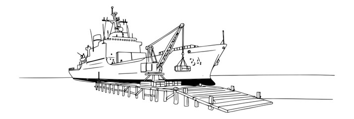 military ship vector drawing