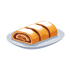 Delicious apple strudel on a plate