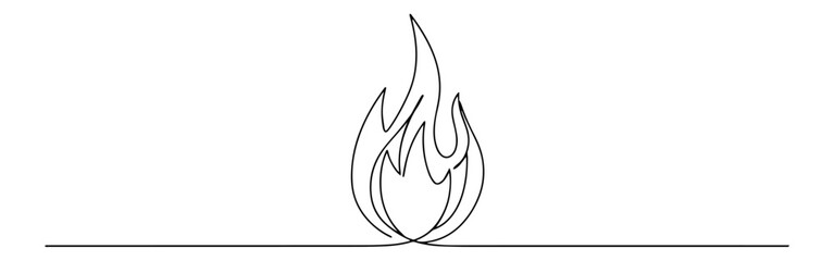 simple one line flame drawing, symbolic spiritual fire or energy vector illustration
