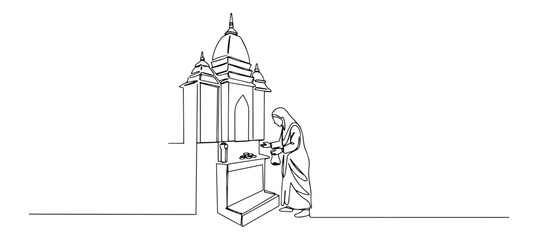 vector of holy water source and pilgrim