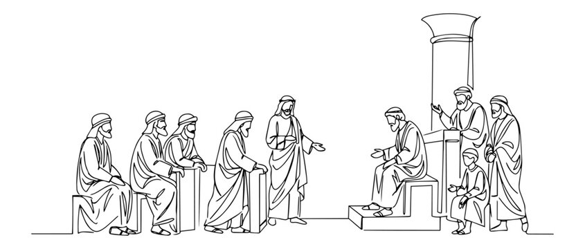 Biblical judgment at column — monoline vector