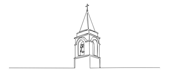 church bell tower line art vector