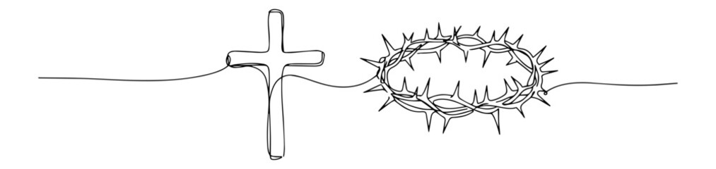 jesus cross and thorns religious vector