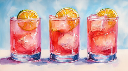 red cocktail with lemon