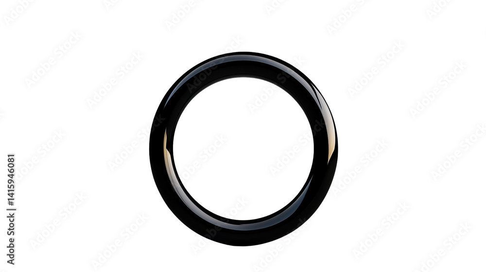 Poster a glossy black ring floats against a dark backdrop, reflecting a soft glow and creating a circular f