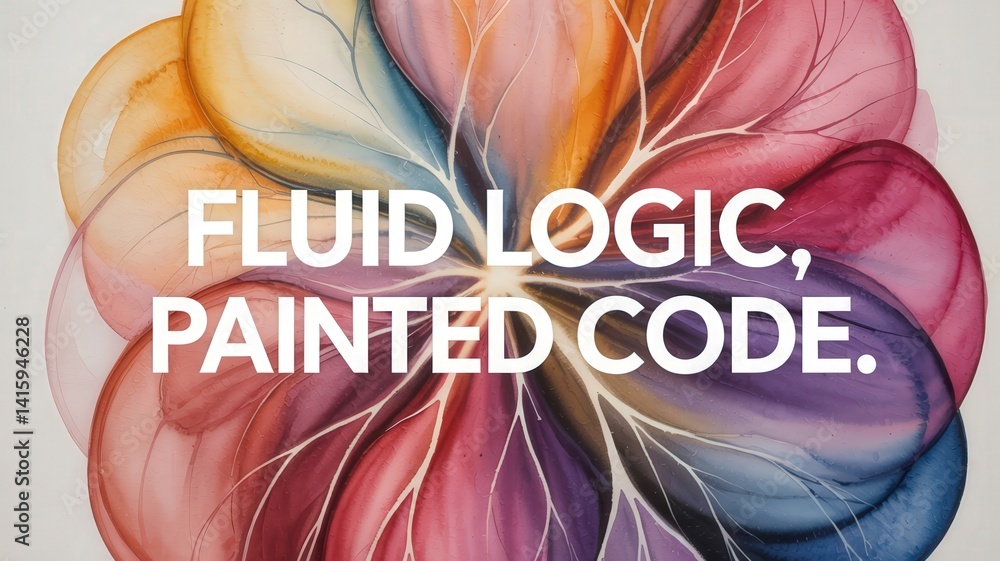 Poster abstract watercolor flower design in vibrant colors with text 