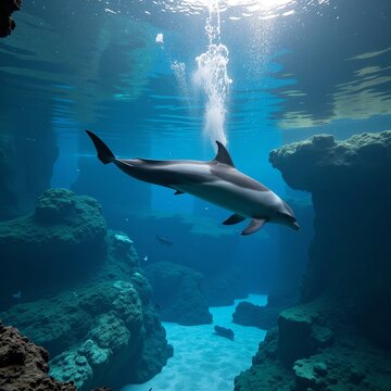 underwater view of a dolphin