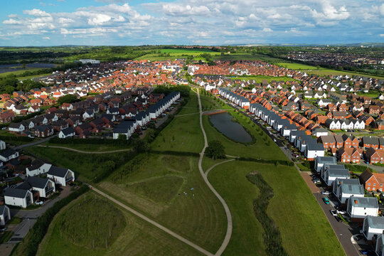 Drone shot of Tadpole village, North Swindon, England, UK