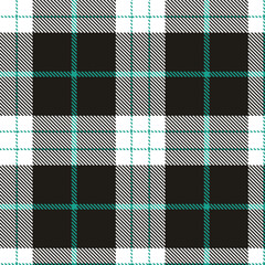Traditional Iridescent white & Vibrant blue/green Seamless Tartan Fabric Design