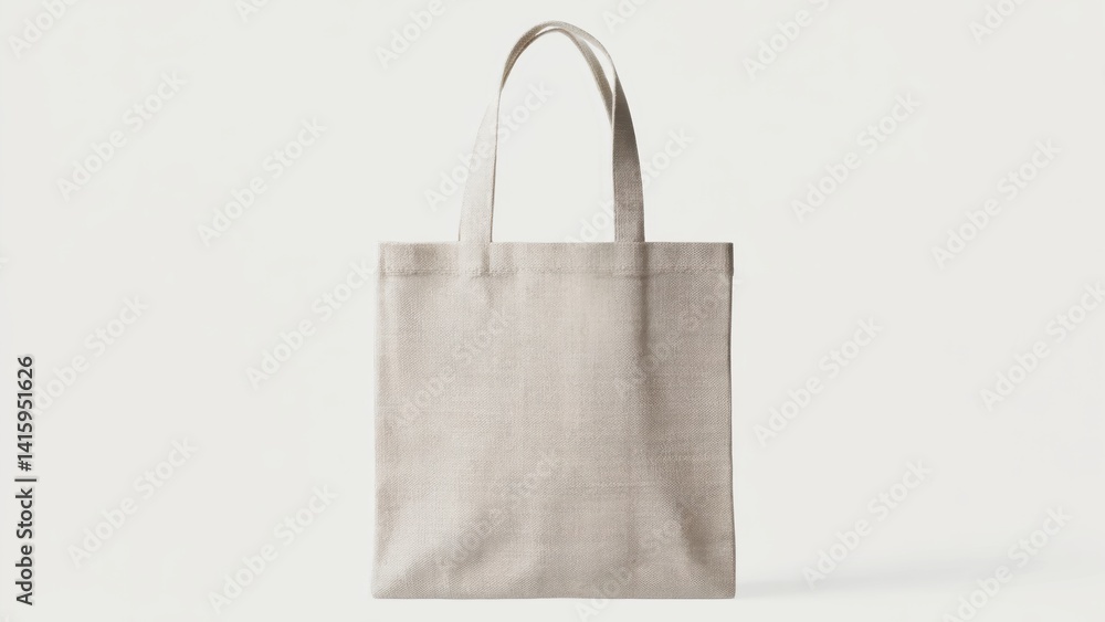 Poster a white bag with a brown pattern on it. the bag is empty. the bag is made of a light material