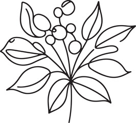 Minimalist Line Art Mistletoe Icon Design