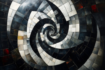 Fototapeta premium dynamic cubist vortex black and white