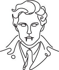 Simple Line Art of Vampire Face Icon