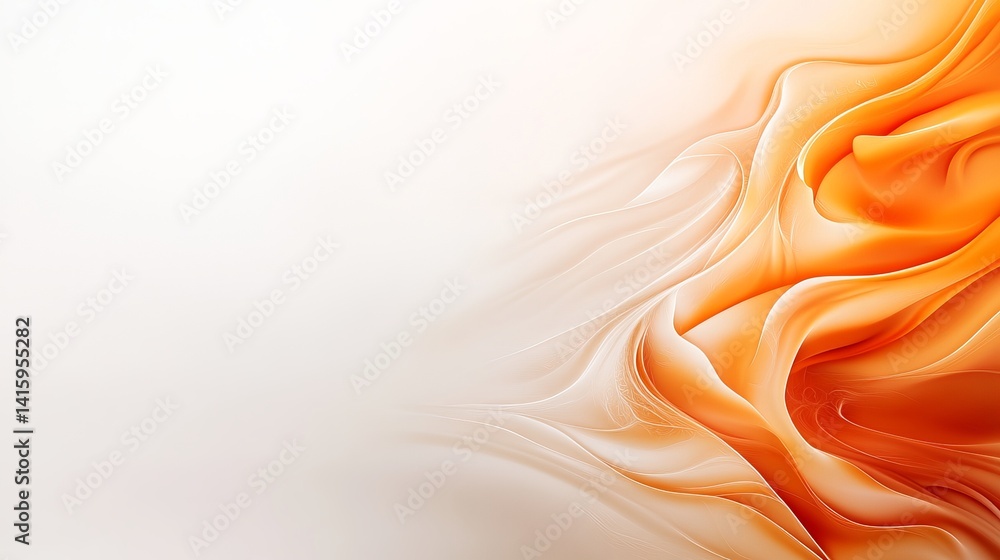Poster abstract orange waves transition from white to vibrant hues creating a flowing, dynamic design.