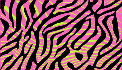 Dynamic abstract vector illustration with wavy green, pink, and black stripes, creating a hypnotic, psychedelic, and energetic pattern, ideal for modern graphic backgrounds and trendy designs.